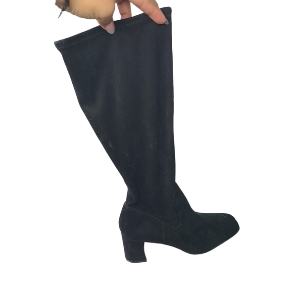 Nordstrom Rack Women's Black tall Fabric "Nalla" boots sz‎ 8.5 SQUARE TOE - Picture 5 of 5